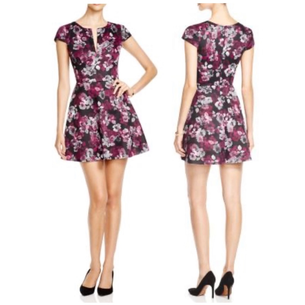 Aqua Floral Dress in Purple and Pink